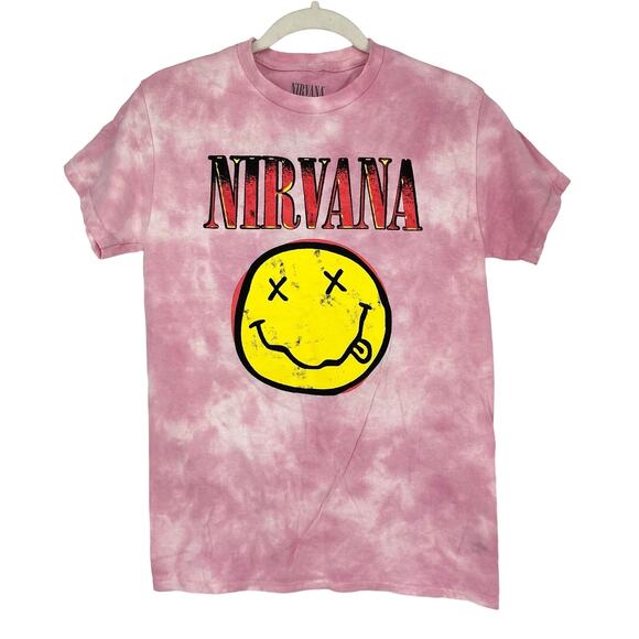 Officially Licensed Nirvana Nevermind Smiley Grunge Tee Pink Tie Dye Small NWOT - Picture 6 of 6